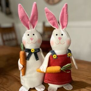 Easter Bunny Couple with Carrots and Custom Clothing